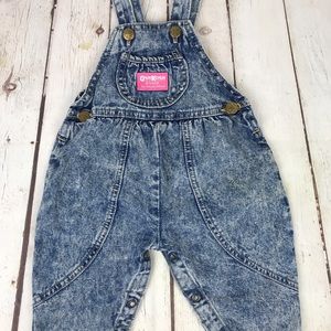 Vintage OshKosh B'Gosh DENIM OVERALLS Girls 6/9 Mos Vestbak Jeans Made in USA